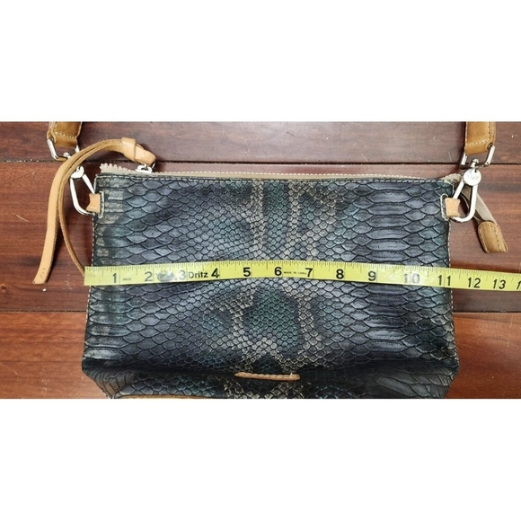 Consuela Rattler Hobo Bag Leather & Snakeskin Print Tote Shoulder Bag - Picture 12 of 16